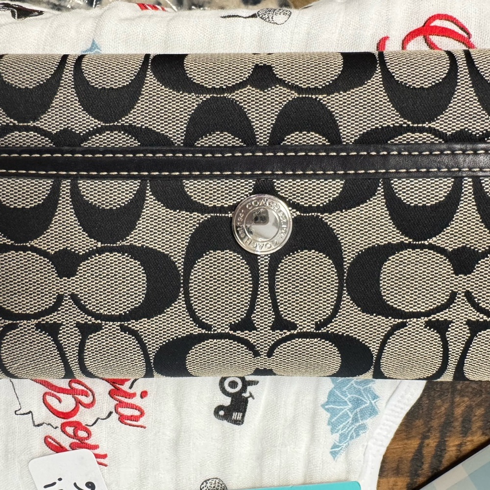 Coach Black and Grey Signature Wallet